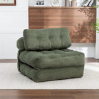Folding Sofa Bed, Convertible Sleeper Chair with Pillow Foldable Mattress with Back Support, Portable Fold Out Chair Bed Comfy Floor Sofa Lounge for Living Room Bedroom, Green, Single - Grand Goldman Shop