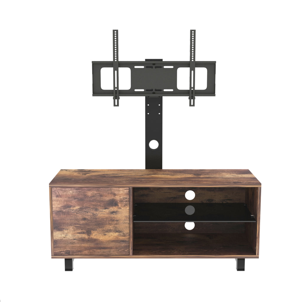 Rustic Brown TV Console with push-to-open Storage Cabinet for TV up to 65in Wood &glass TV Stand for Living Room Bedroom - Grand Goldman Shop