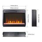 23 inch electric fireplace insert, ultra thin heater with crystal  & realistic flame, remote control with timer, overheating protection,with sidelight - Grand Goldman Shop