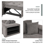 104.5' Modern L-Shape 3 Seat Reversible Sectional Couch, Pull Out Sleeper Sofa with Storage Chaise and 2 Stools for Living Room Furniture Set,Knox Charcoal (old sku:SG000431AAA) - Grand Goldman Shop