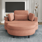 A 51-inch orange corduroy sofa with two throw pillows, a waist pillow and an extra tray is comfortable for a small apartment bedroom - Grand Goldman Shop