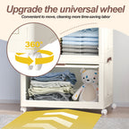 Portable Wardrobe Closet Storage Organizer with Magnetic Doors and Hanging Rod, Cream White - Grand Goldman Shop