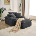 47' Oversized Sofa Chair and a Half with Deep Seat & Movable 2-Layer Ottoman Set, Cloud Sofa Bed with Chaise, 1-Seater Modular Sectional Sleeper Couch for Living Room, No Assembly Teddy-Fleece, Grey - Grand Goldman Shop