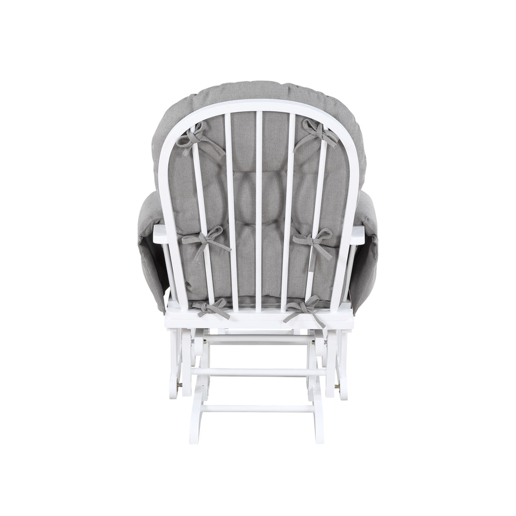Mason Glider and Ottoman White Wood and Oyster Fabric - Grand Goldman Shop