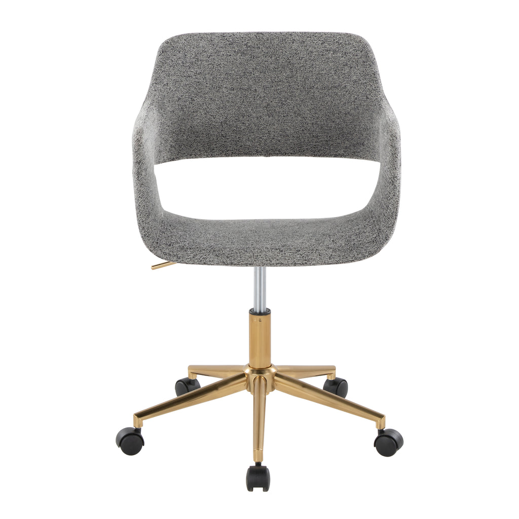 Contemporary Task Chair in Gold Metal and Grey Fabric | Premium Home Decor - Grand Goldman