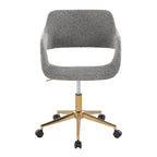 Contemporary Task Chair in Gold Metal and Grey Fabric | Premium Home Decor - Grand Goldman