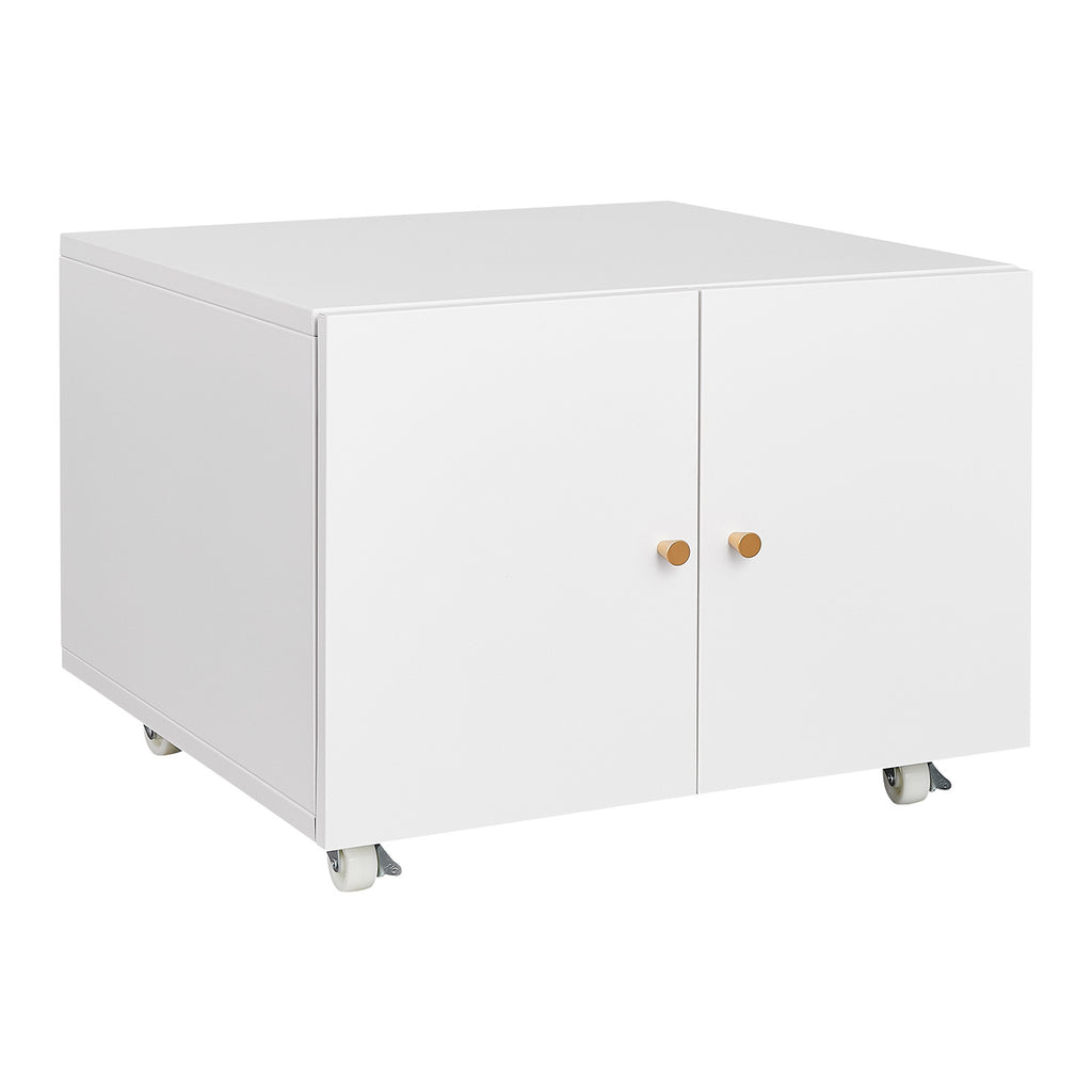 White Steel 2-Door Copier Cabinet with Mobile Pedestal and Printer Stand | Premium Home Decor - Grand Goldman