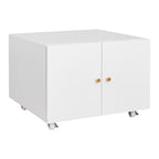 White Steel 2-Door Copier Cabinet with Mobile Pedestal and Printer Stand | Premium Home Decor - Grand Goldman