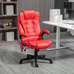 HOMCOM High Back Vibration Massage Office Chair with 6 Vibration Points, Heated Reclining PU Leather Computer Chair with Armr