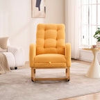 LY-5104 Yellow  Accent Rocking  Chair with  Footrest High Back Rubber Wood Rocking Legs Bedroom Living Space   26.77D X 38.36W X 39.76H Inch - Grand Goldman Shop