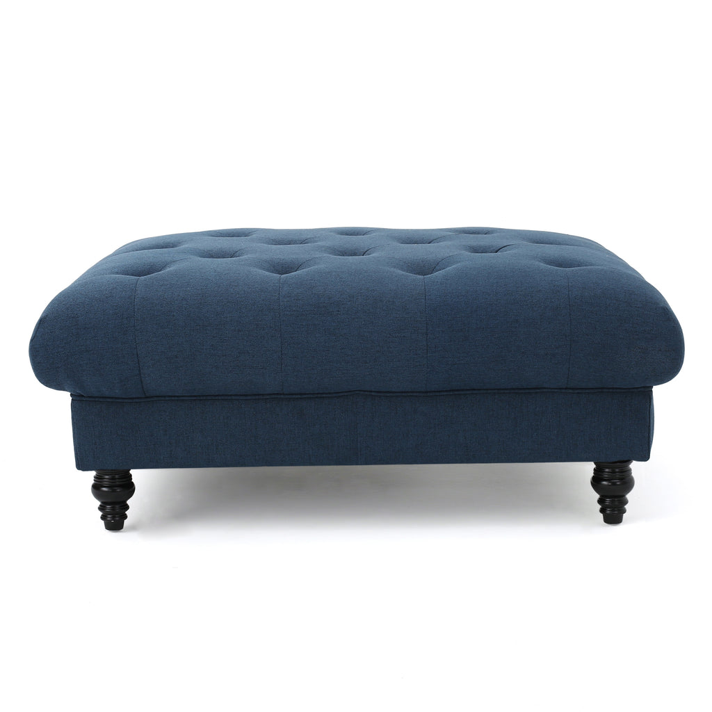 MADRID KD Tufted Ottoman Footrest and Coffee Table Stand-In Navy Blue Polyester 40.5x40.5x16.9 inches - Grand Goldman Shop