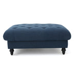 MADRID KD Tufted Ottoman Footrest and Coffee Table Stand-In Navy Blue Polyester 40.5x40.5x16.9 inches - Grand Goldman Shop