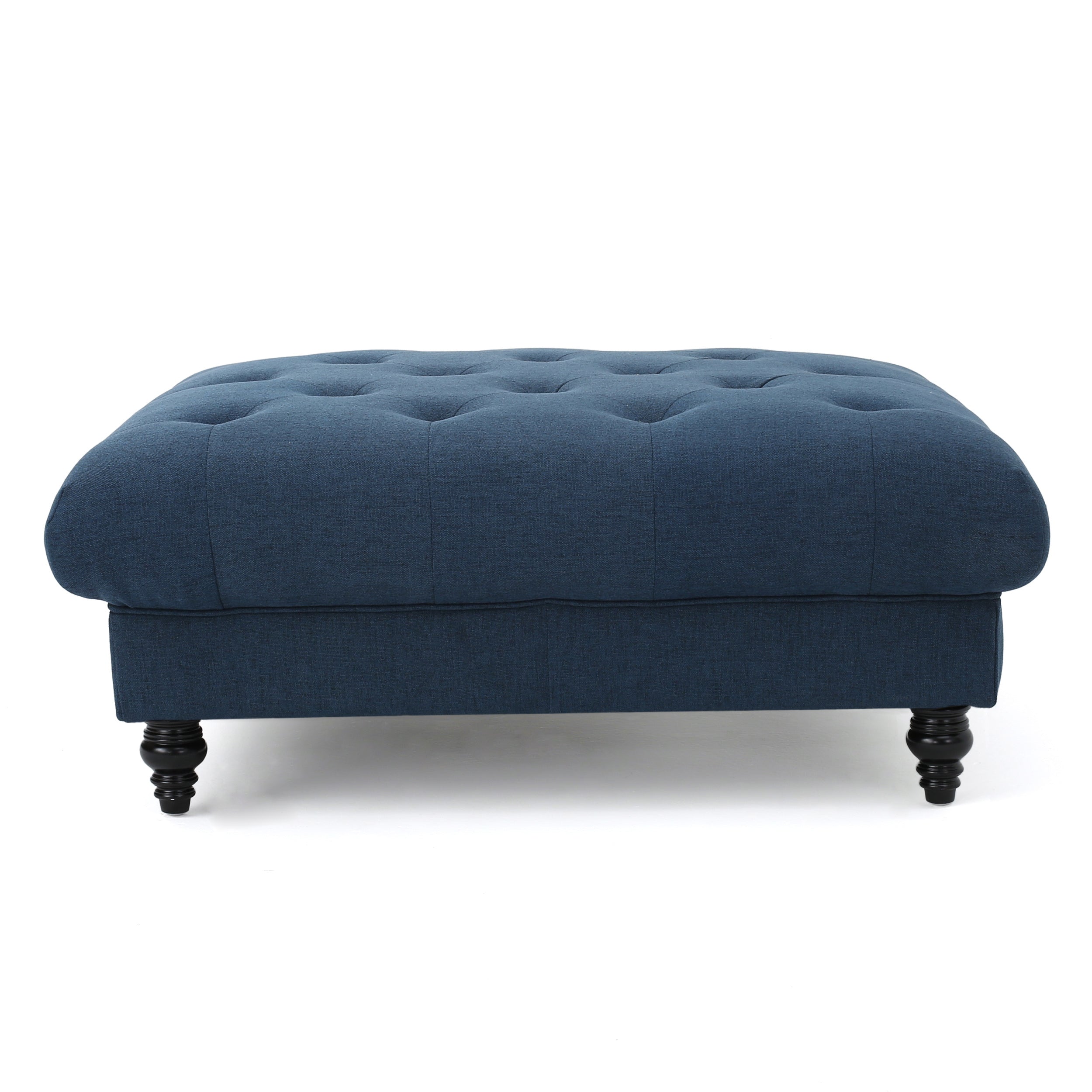 MADRID KD Tufted Ottoman Footrest and Coffee Table Stand-In Navy Blue Polyester 40.5x40.5x16.9 inches - Grand Goldman Shop