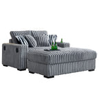 61.42Inch Square Arm Loveseat With Ottoman, 2PCS Back Cushions and 4PCS Toss Pillows, Cupholder,Bluetooth Speaker,Wireless Charger,USB Ports for Living Room and Bedroom,Light Grey - Grand Goldman Shop