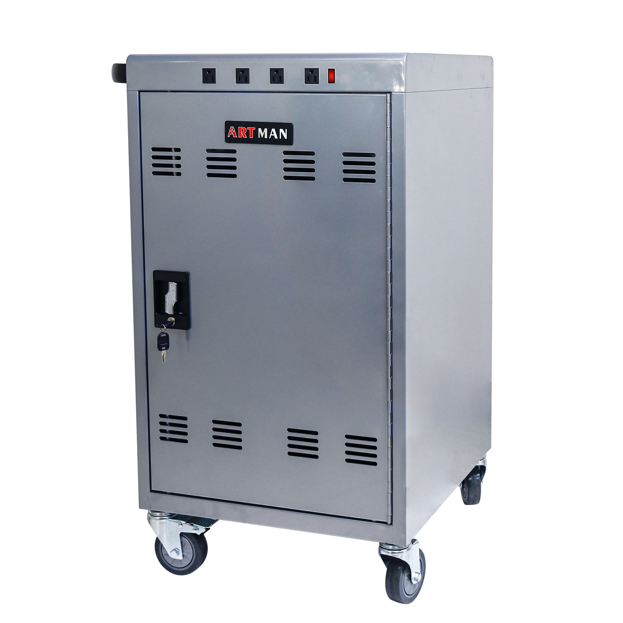 Mobile Charging Cart for Tablets Laptops 35-Device Capacity Matt Silver Metal - Grand Goldman
