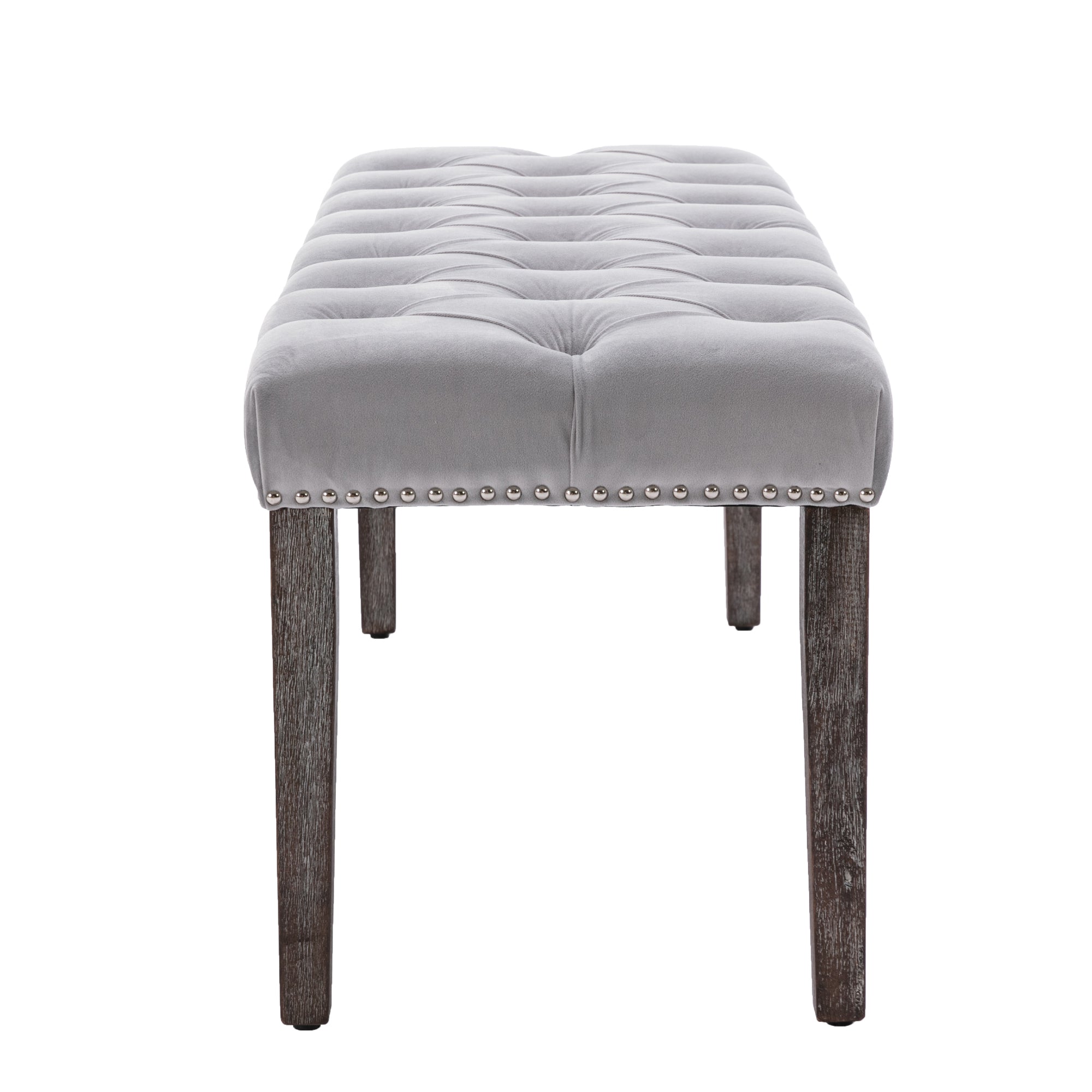 Heng Ming Upholstered Tufted Bench Ottoman , Velvet Dining Bench Bedroom Bench  Footrest Stool Accent Bench for Entryway Dining Room Living Room, Light gray - Grand Goldman Shop