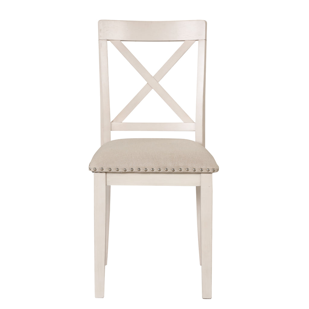 Antique White Modern Dining Table Set for 4 with Round Table and Chairs, Solid Wood & MDF - Grand Goldman Shop