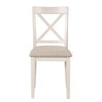 Antique White Modern Dining Table Set for 4 with Round Table and Chairs, Solid Wood & MDF - Grand Goldman Shop