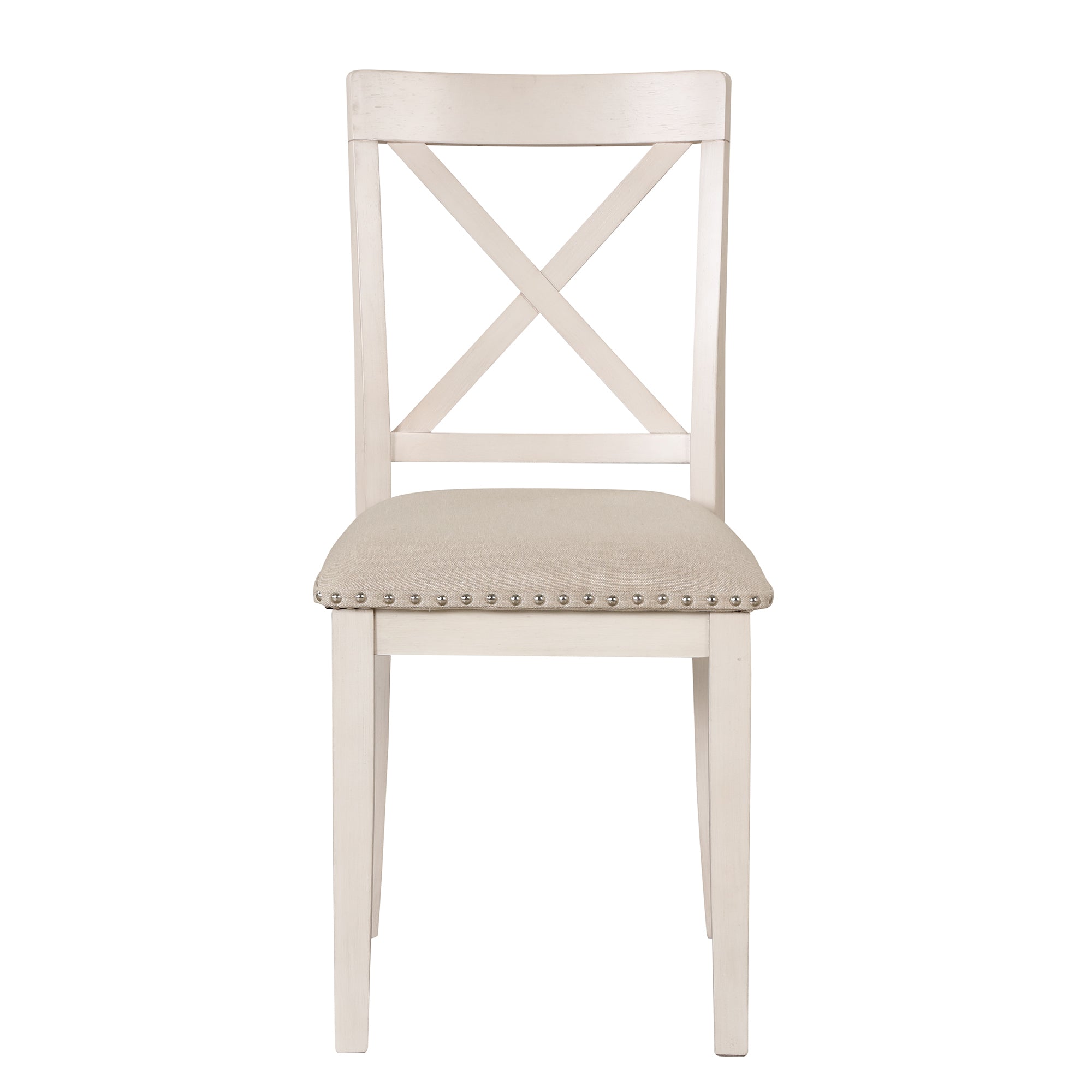 Antique White Modern Dining Table Set for 4 with Round Table and Chairs, Solid Wood & MDF - Grand Goldman Shop