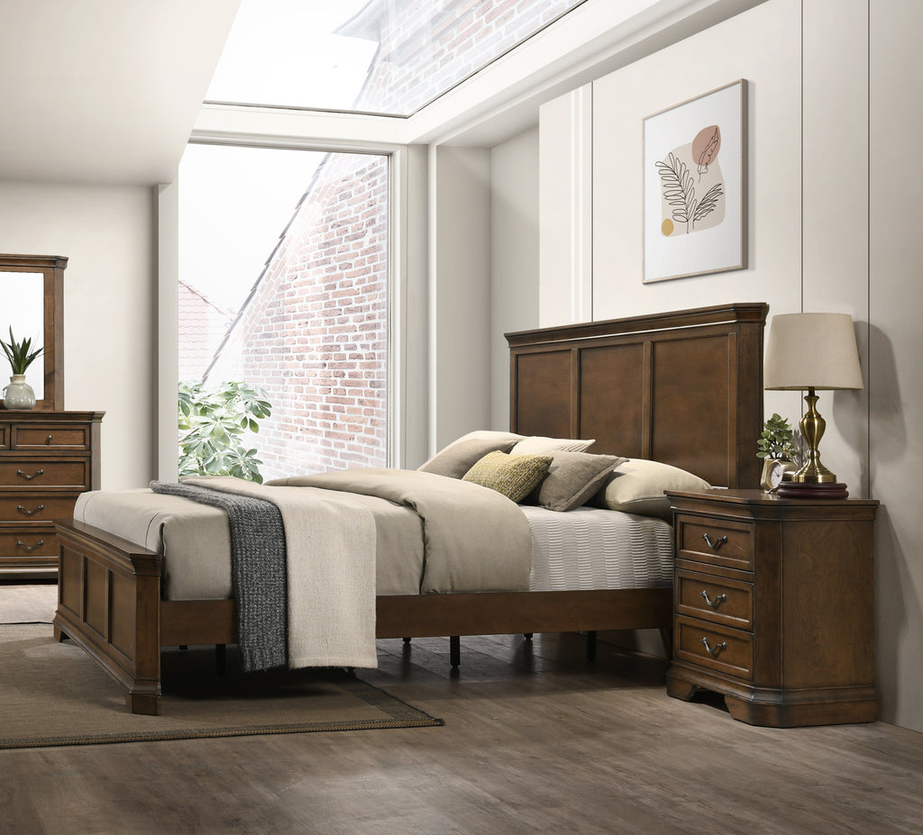 Maderne Traditional 3-Piece Wood Bedroom Set with Queen Size Panel Bed and Two Nightstands - Grand Goldman Shop