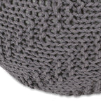 Hazel Modern Knitted Cotton Yarn Round Pouf with Eco-Friendly PET Fibers, Dark Grey, 20 x 20 inches - Grand Goldman Shop
