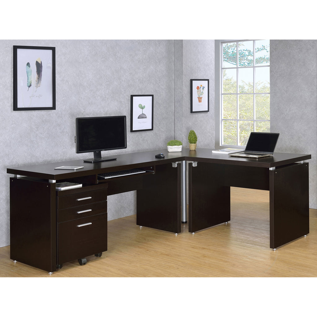 Cappuccino 3-Drawer File Cabinet with Modern Silver Hardware, Brown Wood Finish, Compact Office Storage for Home and Studio |