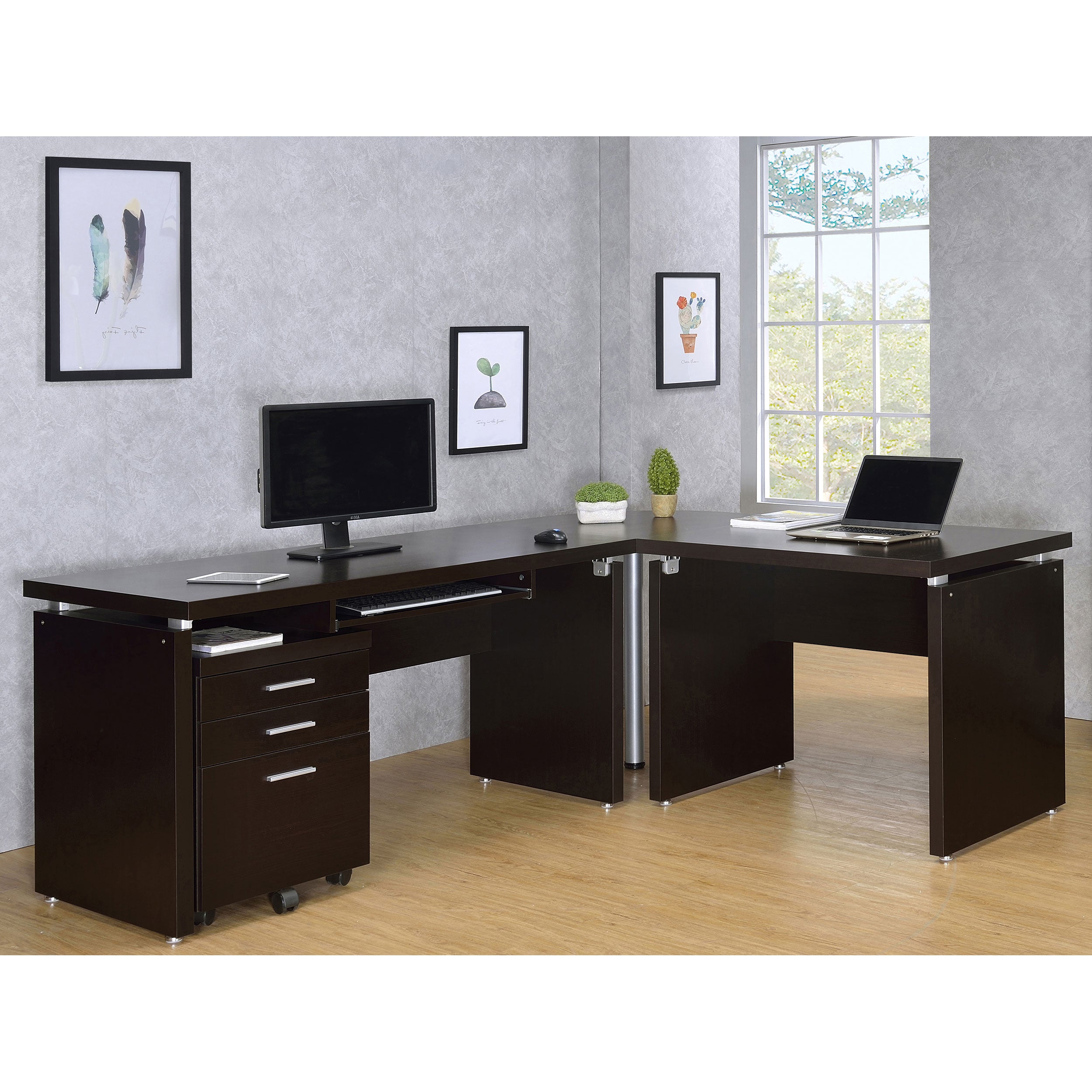 Cappuccino 3-Drawer File Cabinet with Modern Silver Hardware, Brown Wood Finish, Compact Office Storage for Home and Studio |
