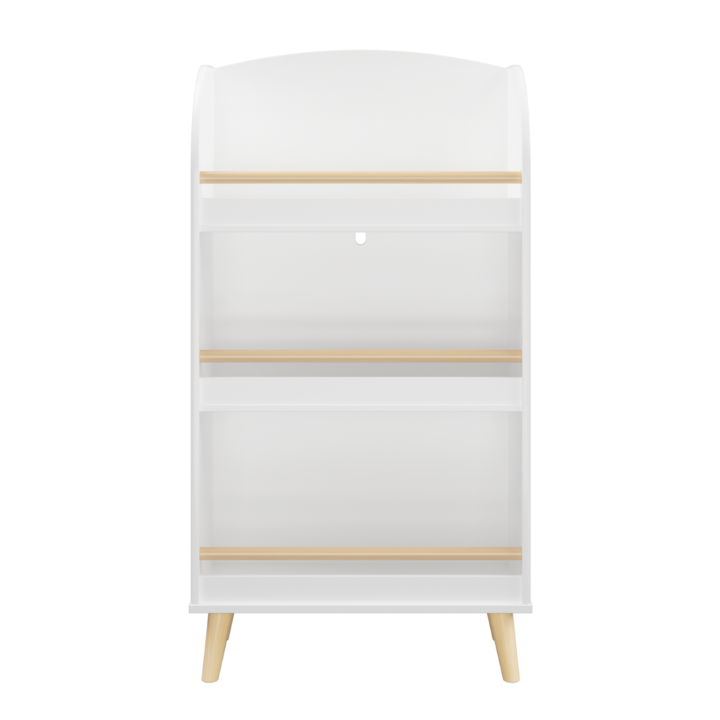 Kids Bookshelf 3-Tier White Book Organizer with Toy Storage, MDF and Pine Wood Legs | Premium Home Decor - Grand Goldman