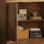83.4'Tall Modern Bookshelf with Doors, Farmhouse Bookcase with 3-Tier Adjustable Shelves, Display Shelves with LED Light,Larg