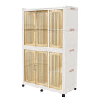 Portable Wardrobe Closet Storage Organizer for Clothes, 6 Magnetic Doors with 6 Cubes & 2 Hanging Rods, 6 Hangers, White, Child-Safe PP+ABS Material - Grand Goldman Shop