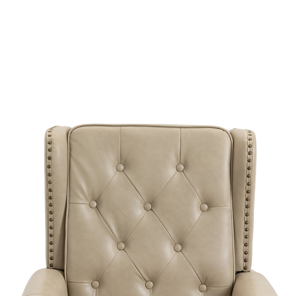 Modern Accent Chair Lounge Chair with Sturdy Wood Legs in Camel PU Leather for Living Room and Bedroom - Grand Goldman Shop