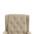Modern Accent Chair Lounge Chair with Sturdy Wood Legs in Camel PU Leather for Living Room and Bedroom - Grand Goldman Shop