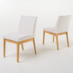 Contemporary Dining Chair Set of 2 with Upholstered Fabric and Rubberwood Legs in Light Beige - Grand Goldman Shop