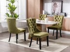 Nikki Collection Modern, High-end Tufted Solid Wood Contemporary Velvet Upholstered Dining Chair with Wood Legs Nailhead Trim 2-Pcs Set,Olive-Green,SW2001OL - Grand Goldman Shop