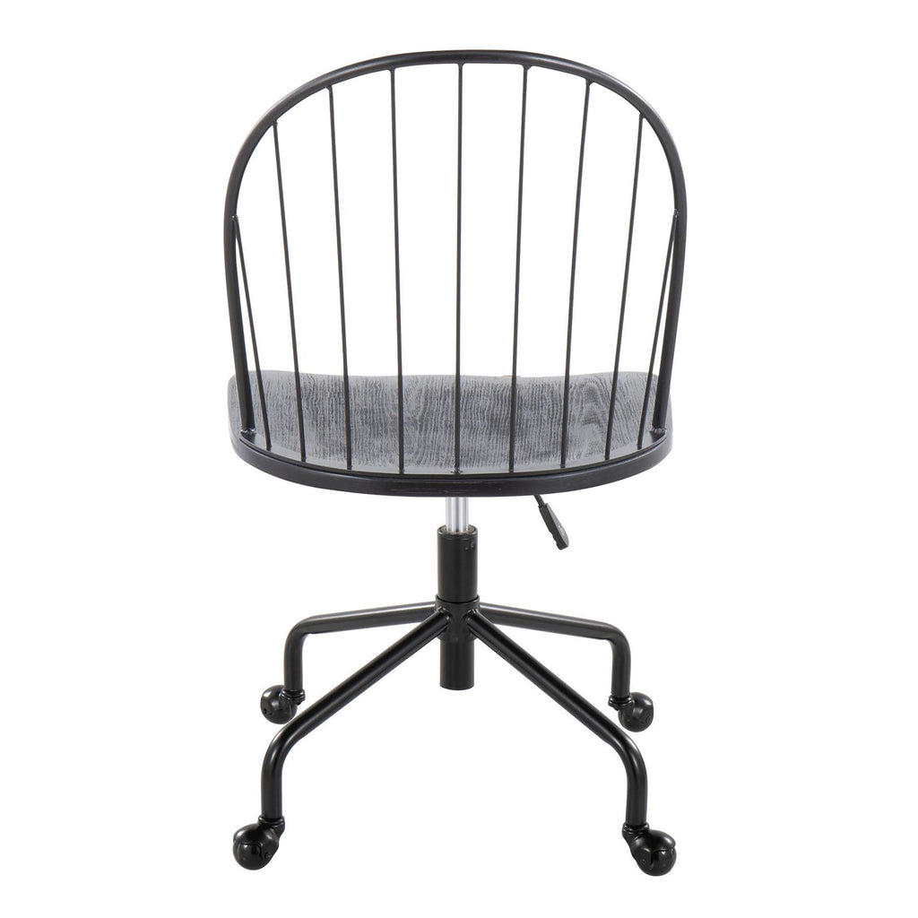 Adjustable High Back Office Chair in Black Metal and Black Wood - Grand Goldman