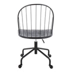 Adjustable High Back Office Chair in Black Metal and Black Wood - Grand Goldman