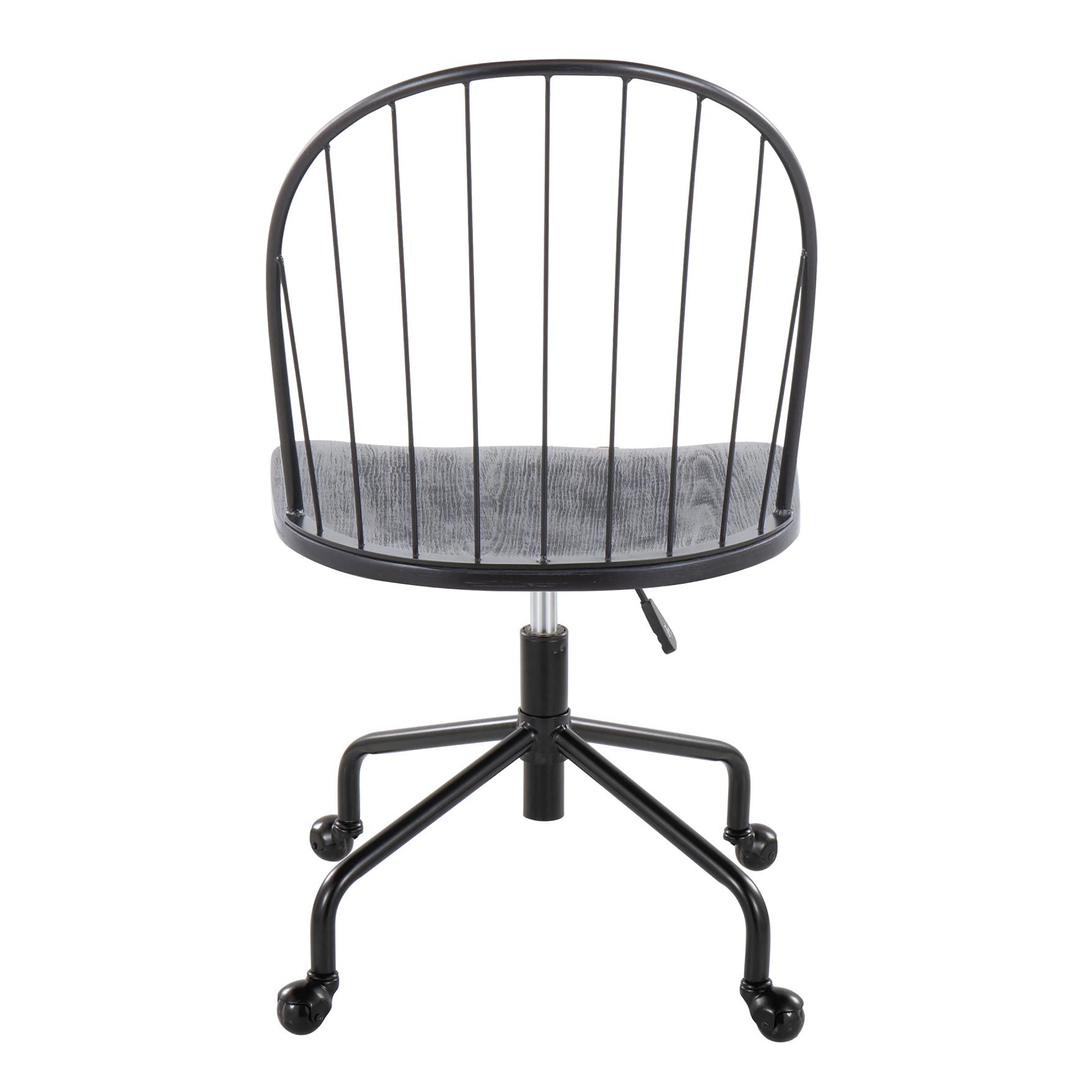 Adjustable High Back Office Chair in Black Metal and Black Wood - Grand Goldman