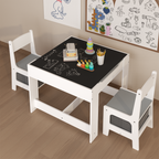 Kids Table and Chair Set, 3 in 1 Wooden Activity Table with Storage Drawer for Toddlers Drawing, Reading, Crafts, 2 in 1 Deta