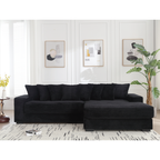 [NEW ARRIVED] [VIDEO PROVIDED] Oversized Two-Piece  Couches,  L Shaped Sofa, Corduroy, Right Chaise Daybed,with Armrests,Eight Throw Pillows,Corner Sofa,Easy To Assemble,  Black - Grand Goldman Shop