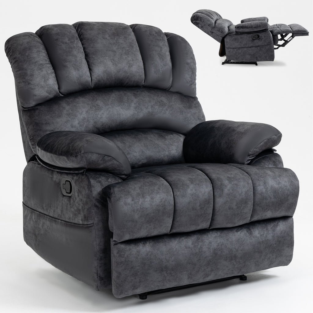 Large Manual Recliner Chair in Fabric for Living Room, Grey - Grand Goldman Shop