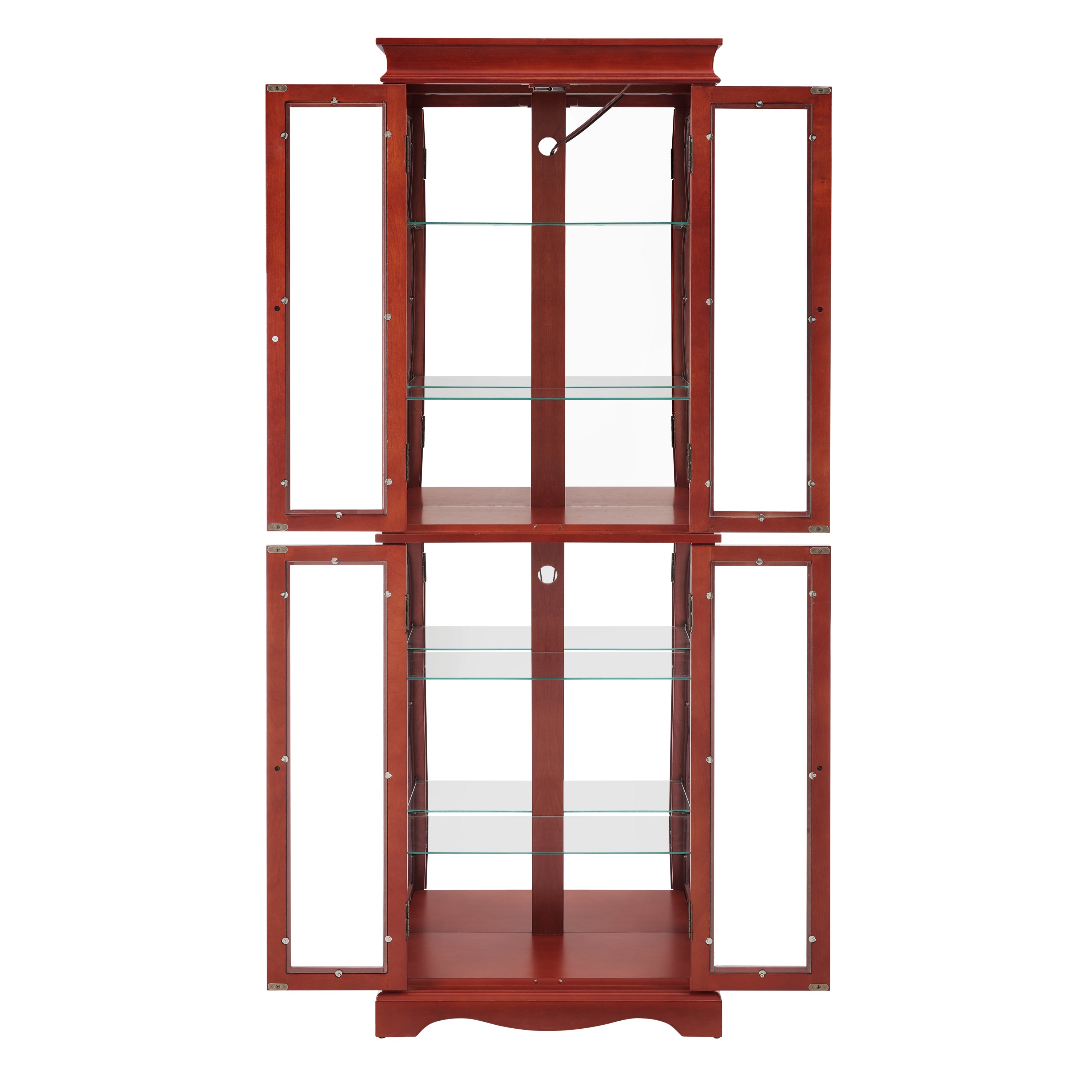 Lighted Glass Curio Display Cabinet,Display Cabinet,Glass Storage Cabinet Glass Wine cabinet Wood Frame Toy Display for Living Room, Kitchen, Pantry light bulb included Cherry - Grand Goldman Shop