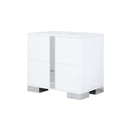 Elegant Nightstand with Metal Foot, Mirrored Bedside Table with 2 Drawers for Bedroom, Living Room, White (Old SKU: WF319353AAK) - Grand Goldman Shop