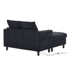 UNITED WE WIN Modern Corduroy Oversized Recliner Sofa with Deep Seat, 3 Pillows, USB Charging, RGB LED Light Strip, Cup Holder, Side Pocket - Suitable for Living Room and Bedroom - Grand Goldman Shop