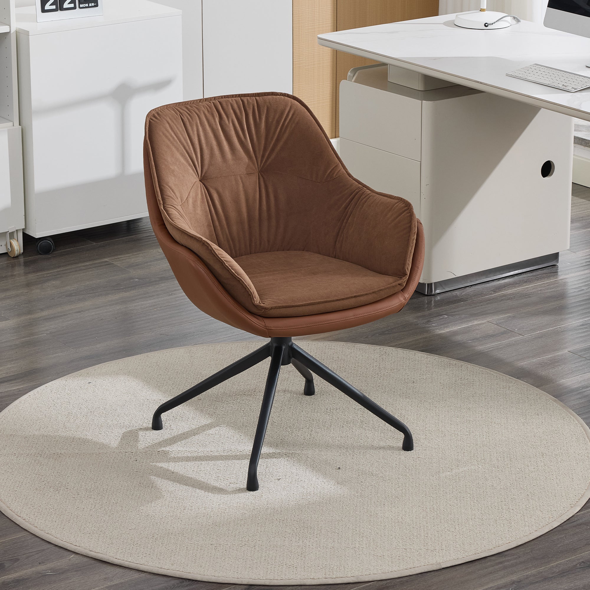 Modern Faux Leather Office Chair, Ergonomic Executive Desk Chair with High Back and Adjustable Features - Grand Goldman