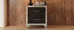 Elegant High Gloss Nightstand with Metal Handle,Mirrored Bedside Table with 2 Drawers for Bedroom,Living Room,Black - Grand Goldman Shop
