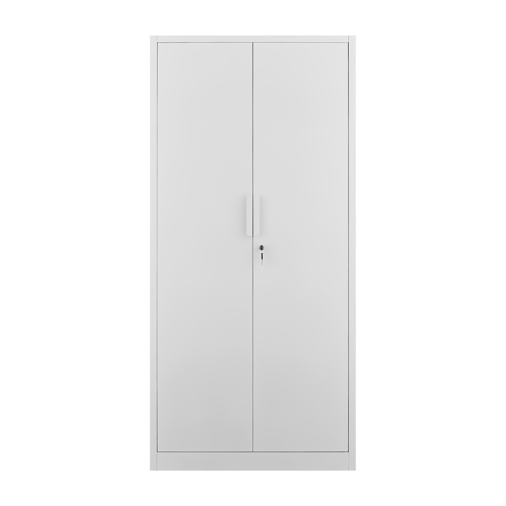 70-Inch Two-Door File Cabinet with Lock, 4 Adjustable Shelves, Heavy-Duty Steel, White Finish for Office Storage - Grand Gold