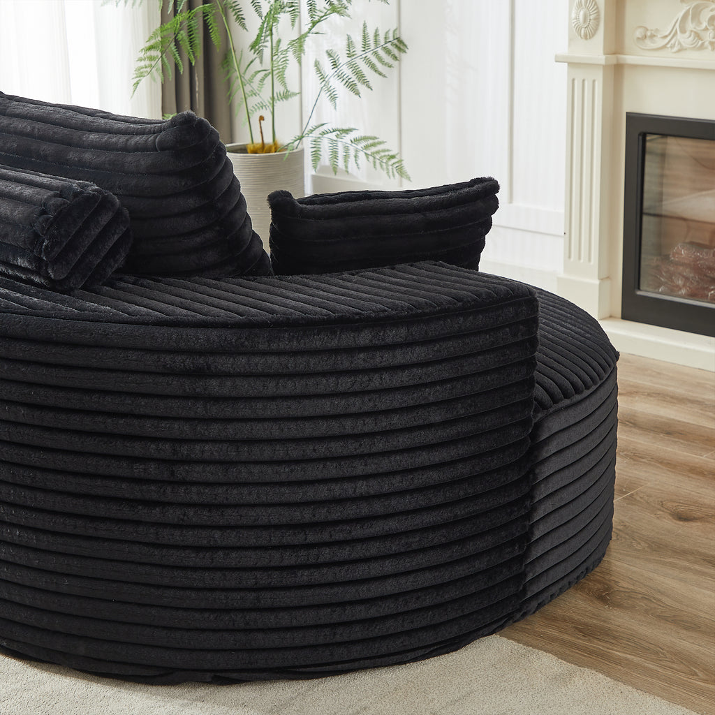 55'L Corduroy Sponge single sofa,No Assembly Required,Fluffy Modern Sleeper Chair for Living room, Bedroom, Lounge and Projection Room(Not a swivel chair.) - Grand Goldman Shop