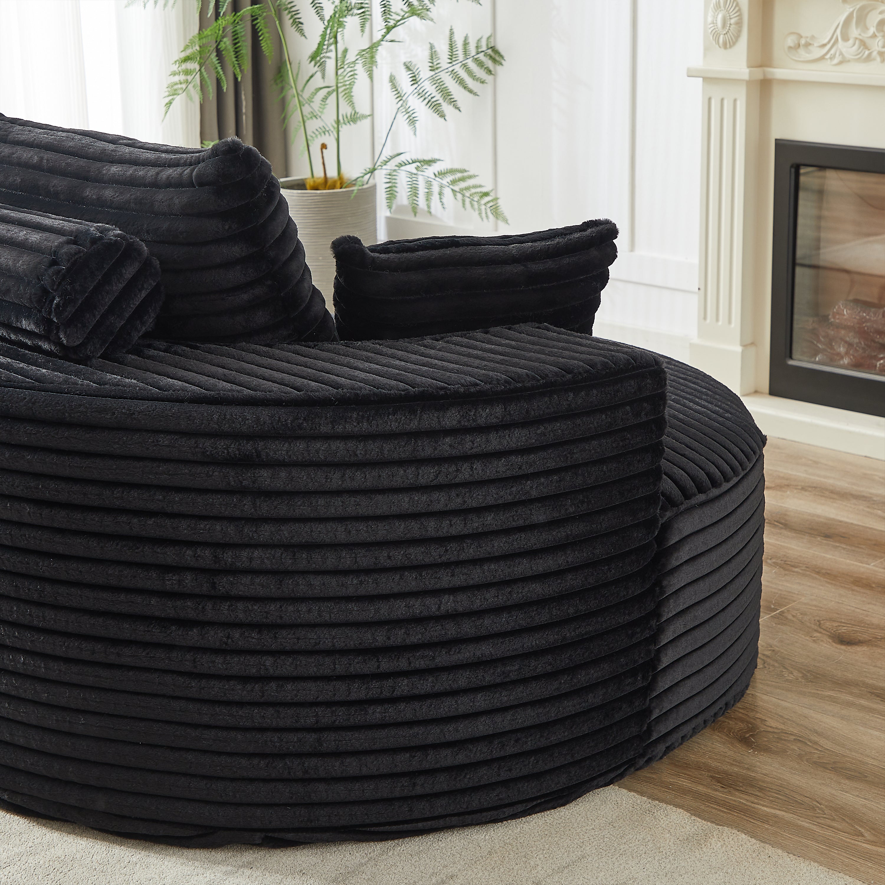 55'L Corduroy Sponge single sofa,No Assembly Required,Fluffy Modern Sleeper Chair for Living room, Bedroom, Lounge and Projection Room(Not a swivel chair.) - Grand Goldman Shop