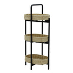 Farmhouse Style 3 Tiers Tray Tables Paper Rope Woven Side Table with Oval Storage Basket in Natural - Grand Goldman Shop
