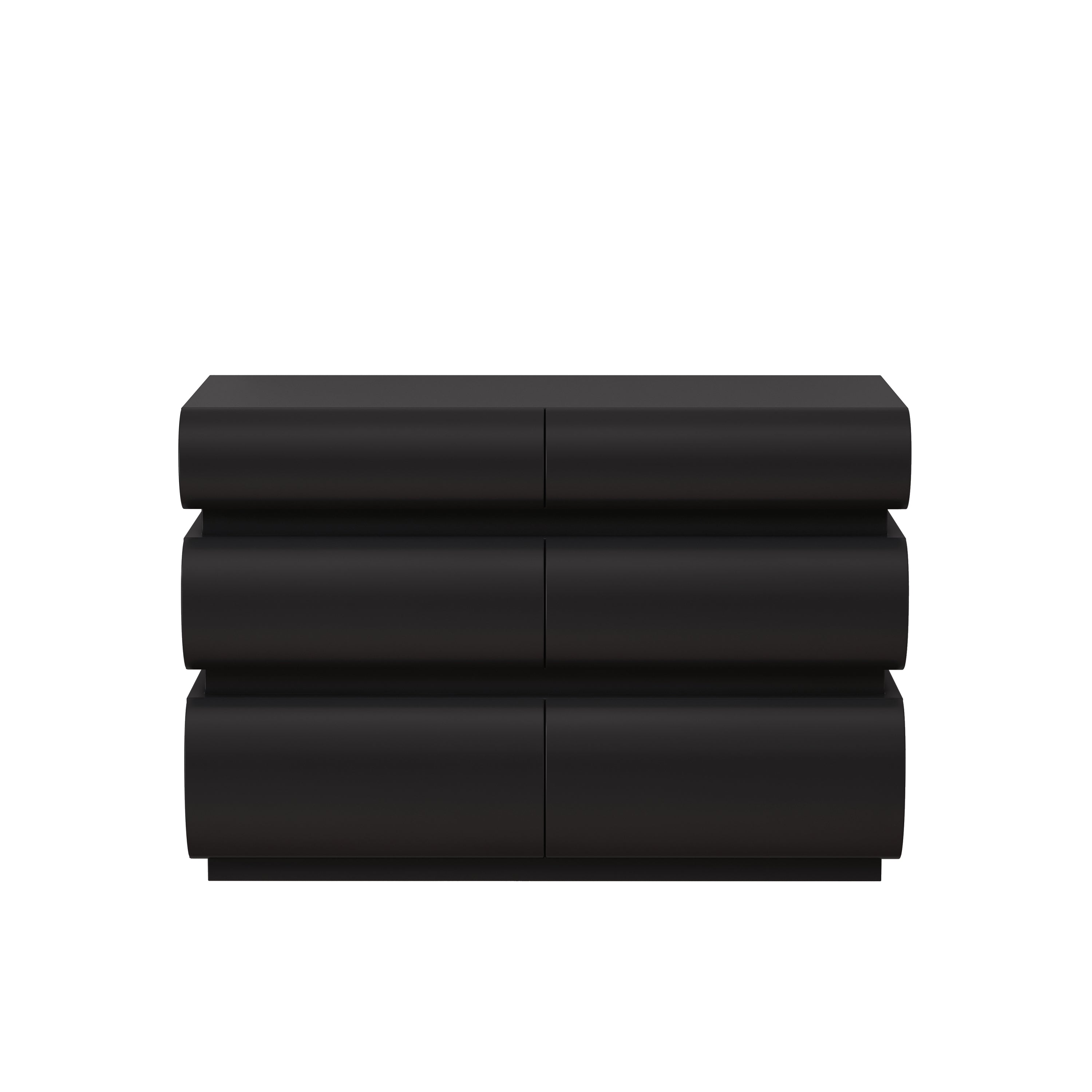 Minimalist Modern 6 Drawer Dresser in Black, Handle-Free Design with Wide Storage, MDF Construction, 43.31 x 15.75 x 29.53 inches - Grand Goldman Shop